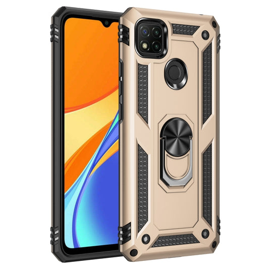 For Xiaomi Redmi 9C Shockproof TPU + PC Protective Case with 360 Degree Rotating Holder(Gold) by buy2fix
