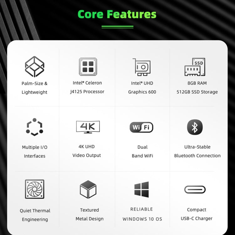 GMK NucBox Windows 10 System Mini PC, Intel Celeron J4125 Quad Core 64bit 14nm 2GHz-2.7GHz, Support WiFi & Bluetooth & RJ45, 8GB+128GB,EU Plug by buy2fix
