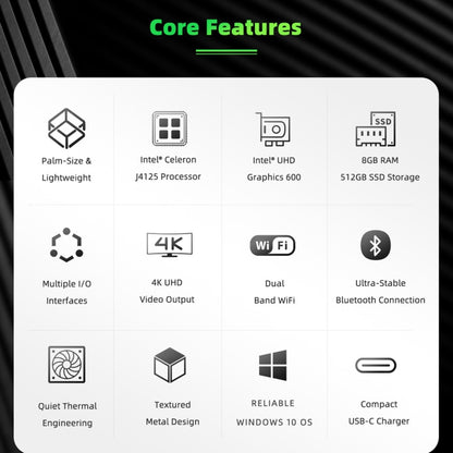 GMK NucBox Windows 10 System Mini PC, Intel Celeron J4125 Quad Core 64bit 14nm 2GHz-2.7GHz, Support WiFi & Bluetooth & RJ45, 8GB+128GB,EU Plug by buy2fix