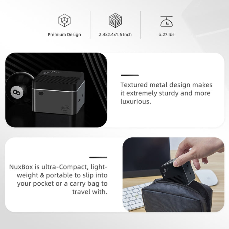 GMK NucBox Windows 10 System Mini PC, Intel Celeron J4125 Quad Core 64bit 14nm 2GHz-2.7GHz, Support WiFi & Bluetooth & RJ45, 8GB+128GB,EU Plug by buy2fix