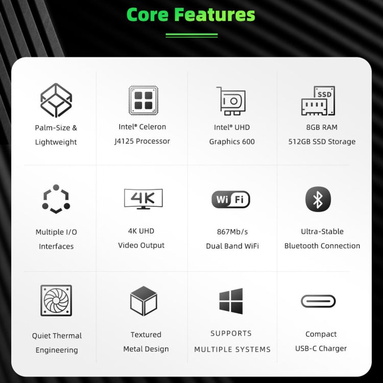 GMK NucBox Windows 10 System Mini PC, Intel Celeron J4125 Quad Core 64bit 14nm 2GHz-2.7GHz, Support WiFi & Bluetooth & RJ45, 8GB+128GB,EU Plug by buy2fix