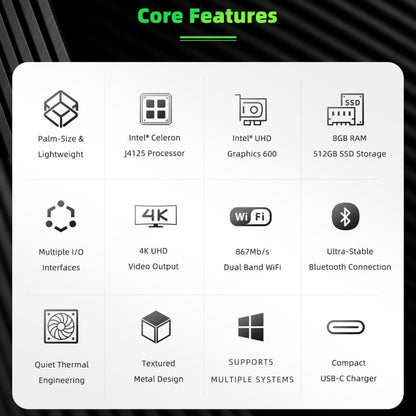 GMK NucBox Windows 10 System Mini PC, Intel Celeron J4125 Quad Core 64bit 14nm 2GHz-2.7GHz, Support WiFi & Bluetooth & RJ45, 8GB+128GB,EU Plug by buy2fix