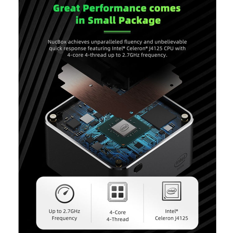 GMK NucBox Windows 10 System Mini PC, Intel Celeron J4125 Quad Core 64bit 14nm 2GHz-2.7GHz, Support WiFi & Bluetooth & RJ45, 8GB+128GB,EU Plug by buy2fix