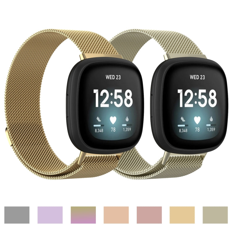 For Fitbit Versa 3 Milanese  Watch Band, Size:L 230mm(Gold) - Watch Bands by buy2fix | Online Shopping UK | buy2fix