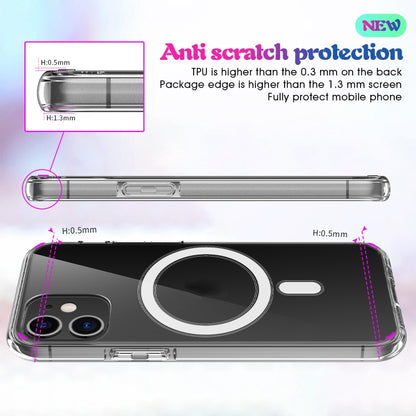For iPhone 12 Pro Max Magsafe Case Simple Magnetic Ring All-inclusive Clear Crystal Acrylic PC +TPU Shockproof Case(Transparent) - iPhone 12 Pro Max Cases by buy2fix | Online Shopping UK | buy2fix
