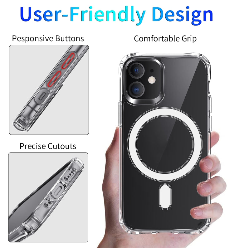 For iPhone 12 Pro Max Magsafe Case Magnetic Ring Clear Crystal Acrylic +TPU Four-corner Airbag Shockproof Case(Transparent) - iPhone 12 Pro Max Cases by buy2fix | Online Shopping UK | buy2fix