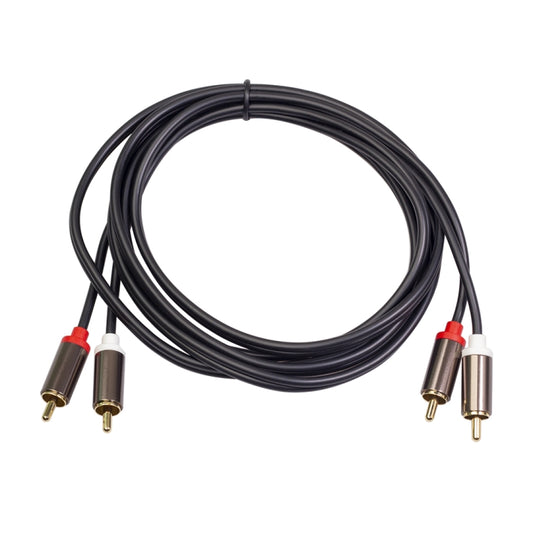 3660B 2 x RCA to 2 x RCA Gold-plated Audio Cable, Cable Length:2m(Black) - RCA Cable by buy2fix | Online Shopping UK | buy2fix