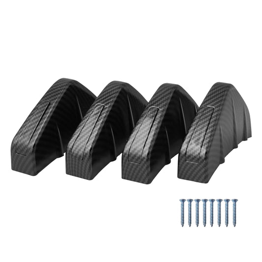4 PCS Carbon Texture Car General Shark Fin Rear Spoiler Bumper Chassis Decoration by buy2fix