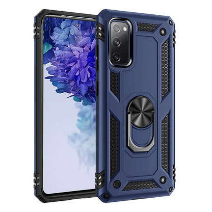 For Samsung Galaxy S20 FE 5G Shockproof TPU + PC Protective Case with 360 Degree Rotating Holder(Blue) by buy2fix