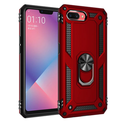 For OPPO A5 / A3s Shockproof TPU + PC Protective Case with 360 Degree Rotating Holder(Red) by buy2fix