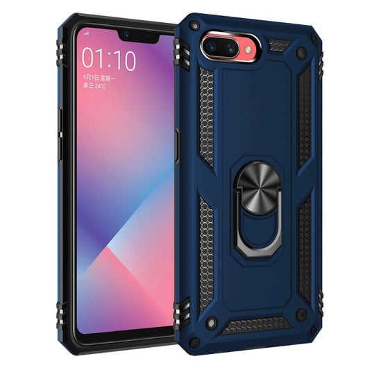For OPPO A5 / A3s Shockproof TPU + PC Protective Case with 360 Degree Rotating Holder(Blue) - OPPO Cases by buy2fix | Online Shopping UK | buy2fix