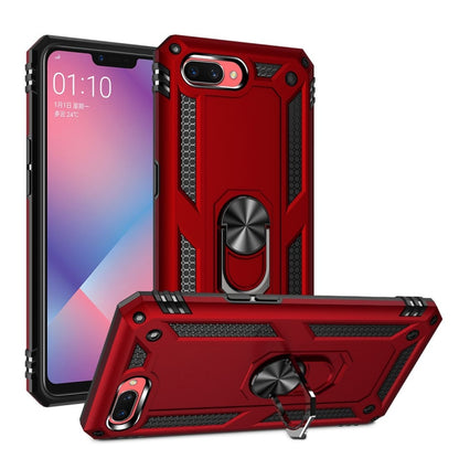 For OPPO A5 / A3s Shockproof TPU + PC Protective Case with 360 Degree Rotating Holder(Red) by buy2fix