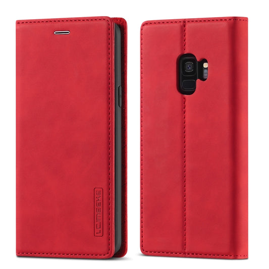 For Samsung Galaxy S9+ LC.IMEEKE Strong Magnetism Ultra-thin Horizontal Flip Shockproof Matte TPU + PU Leather Case with Holder & Card Slots & Wallet(Red) - Galaxy Phone Cases by LC.IMEEKE | Online Shopping UK | buy2fix