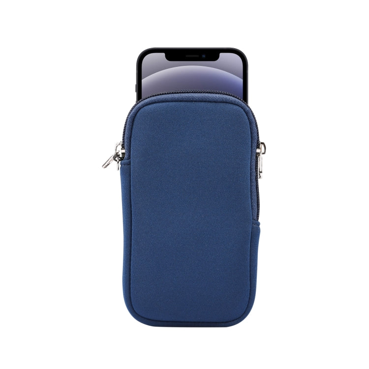 Universal Elasticity Zipper Protective Case Storage Bag with Lanyard  / 4.7-5.4 inch Smart Phones(Sapphire Blue) - More iPhone Cases by buy2fix | Online Shopping UK | buy2fix