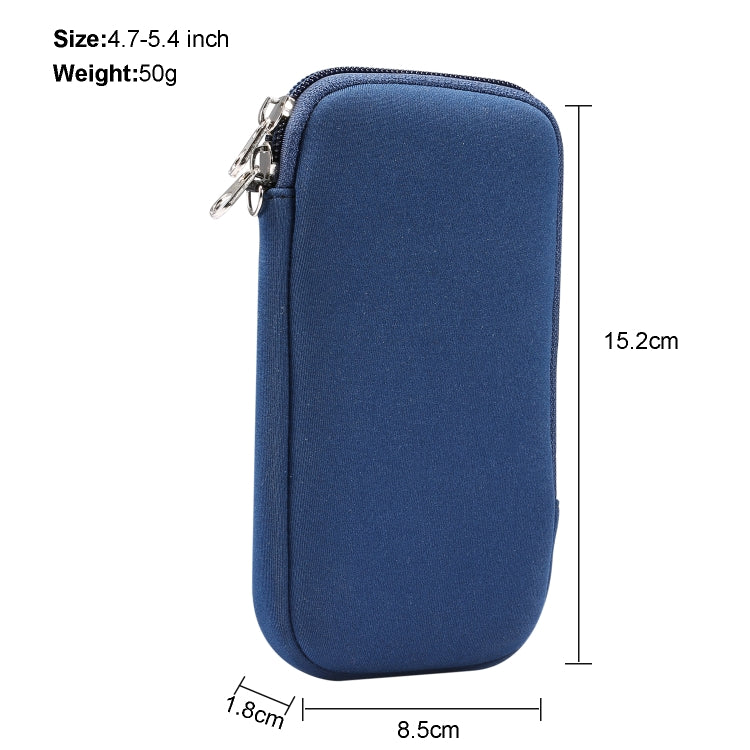 Universal Elasticity Zipper Protective Case Storage Bag with Lanyard  / 4.7-5.4 inch Smart Phones(Sapphire Blue) - More iPhone Cases by buy2fix | Online Shopping UK | buy2fix