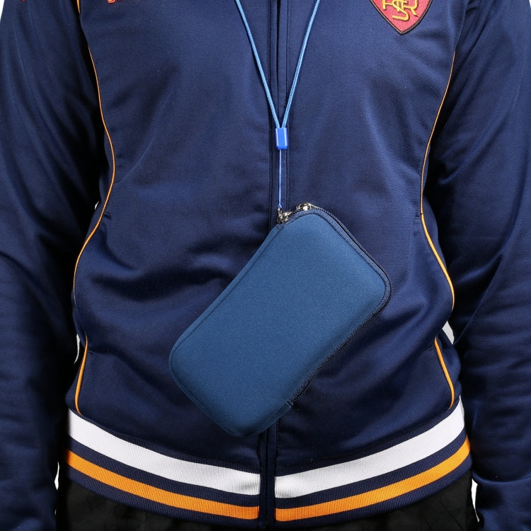 Universal Elasticity Zipper Protective Case Storage Bag with Lanyard  / 4.7-5.4 inch Smart Phones(Sapphire Blue) - More iPhone Cases by buy2fix | Online Shopping UK | buy2fix