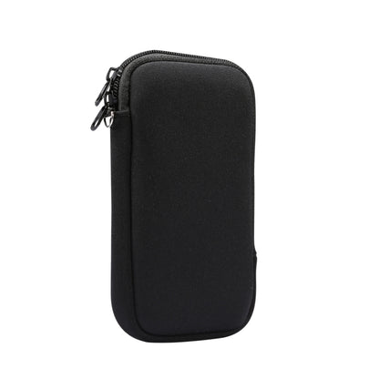 For iPhone 12 / 12 Pro Universal Elasticity Zipper Protective Case Storage Bag with Lanyard / 6.1 inch Smart Phones(Black) - iPhone 12 / 12 Pro Cases by buy2fix | Online Shopping UK | buy2fix