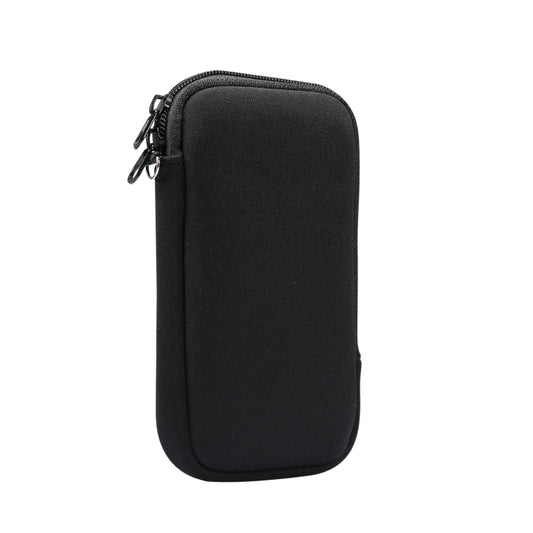 For iPhone 12 / 12 Pro Universal Elasticity Zipper Protective Case Storage Bag with Lanyard / 6.1 inch Smart Phones(Black) - iPhone 12 / 12 Pro Cases by buy2fix | Online Shopping UK | buy2fix