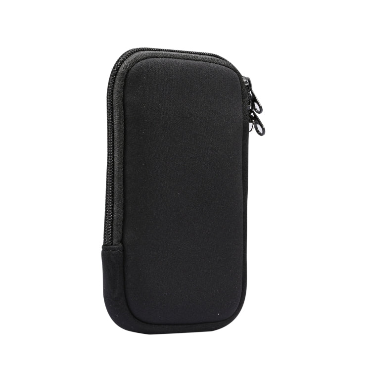 For iPhone 12 / 12 Pro Universal Elasticity Zipper Protective Case Storage Bag with Lanyard / 6.1 inch Smart Phones(Black) - iPhone 12 / 12 Pro Cases by buy2fix | Online Shopping UK | buy2fix