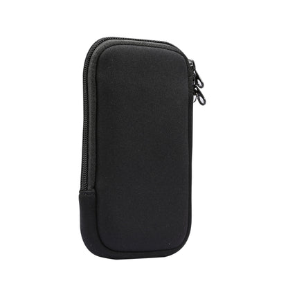For iPhone 12 / 12 Pro Universal Elasticity Zipper Protective Case Storage Bag with Lanyard / 6.1 inch Smart Phones(Black) - iPhone 12 / 12 Pro Cases by buy2fix | Online Shopping UK | buy2fix