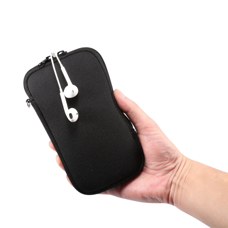 For iPhone 12 / 12 Pro Universal Elasticity Zipper Protective Case Storage Bag with Lanyard / 6.1 inch Smart Phones(Black) - iPhone 12 / 12 Pro Cases by buy2fix | Online Shopping UK | buy2fix