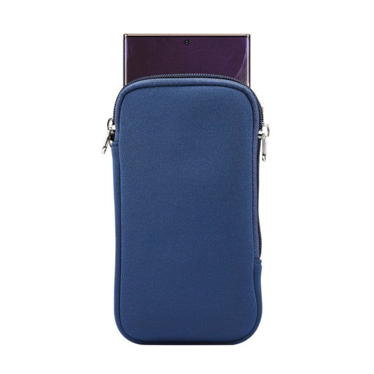Universal Elasticity Zipper Protective Case Storage Bag with Lanyard For 6.7-6.9 inch Smart Phones(Sapphire Blue) - iPhone 12 Pro Max Cases by buy2fix | Online Shopping UK | buy2fix
