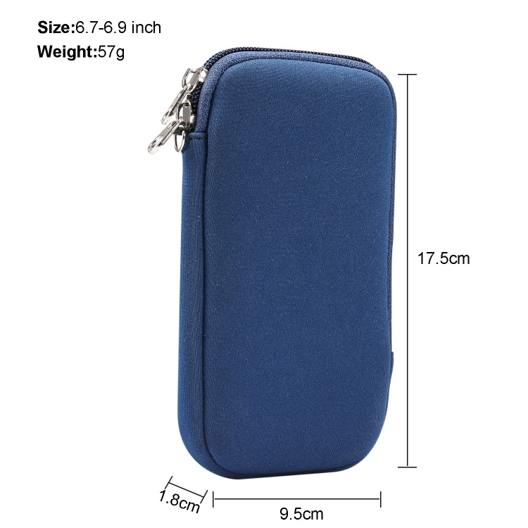 Universal Elasticity Zipper Protective Case Storage Bag with Lanyard For 6.7-6.9 inch Smart Phones(Sapphire Blue) - iPhone 12 Pro Max Cases by buy2fix | Online Shopping UK | buy2fix