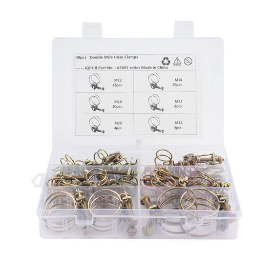 48 PCS Adjustable Color Galvanized Iron Double Wire Hose Clamps - Booster Cable & Clip by buy2fix | Online Shopping UK | buy2fix