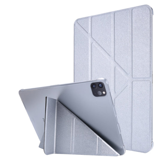 Silk Texture Horizontal Deformation Flip Leather Case with Three-folding Holder For iPad Air 11 2024 / Air 2022 / 2020 10.9(Silver) - iPad Air (2022) / (2020) 10.9 Cases by buy2fix | Online Shopping UK | buy2fix