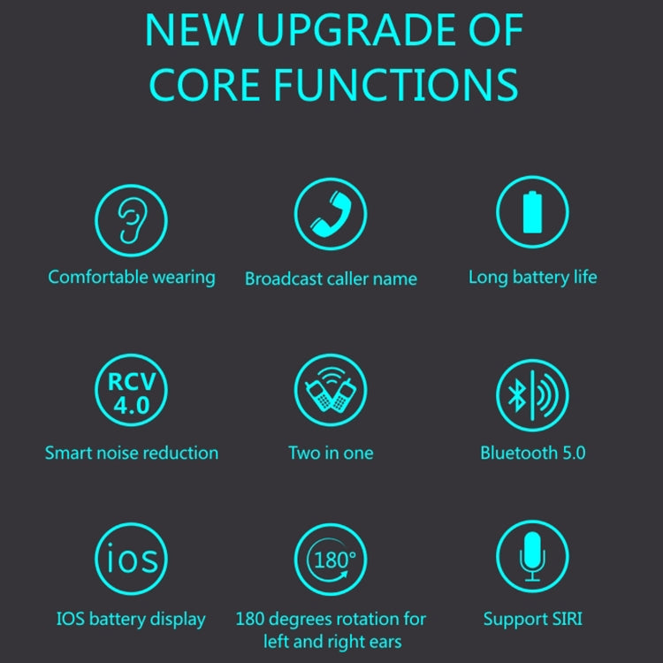 F910 Bluetooth 5.0 Hanging Ear Style Dual Mic Noise Cancelling Bluetooth Earphone(Black Blue) by buy2fix