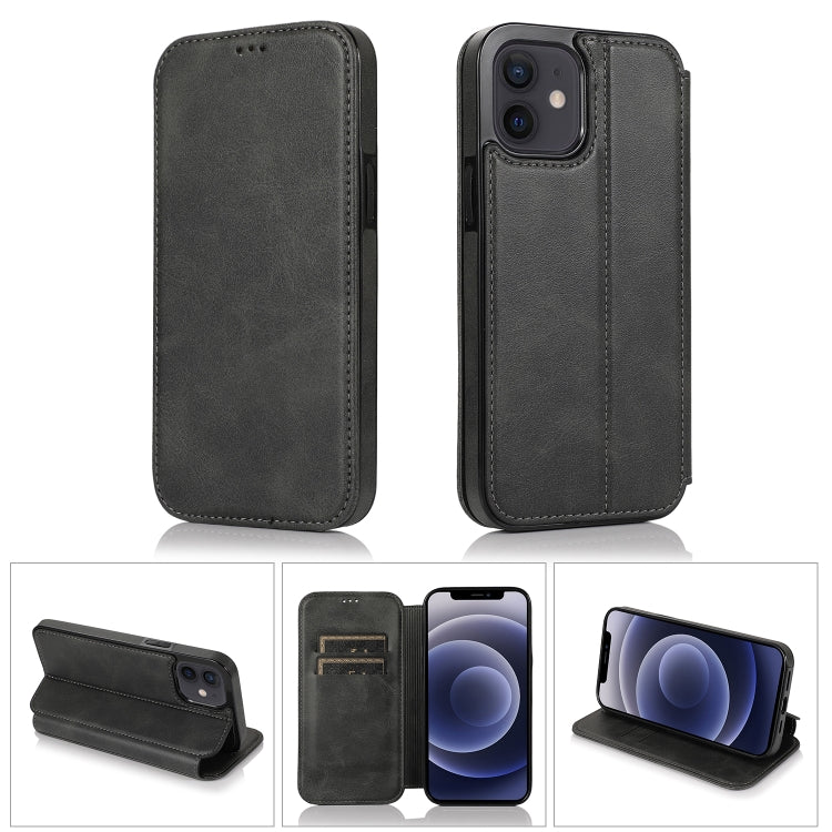 For iPhone 12 mini Strong Magnetic Closure PU + TPU Leather Case with Card Slots & Holder (Black) by buy2fix