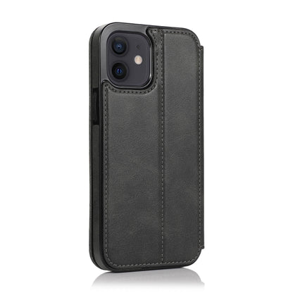 For iPhone 12 mini Strong Magnetic Closure PU + TPU Leather Case with Card Slots & Holder (Black) by buy2fix