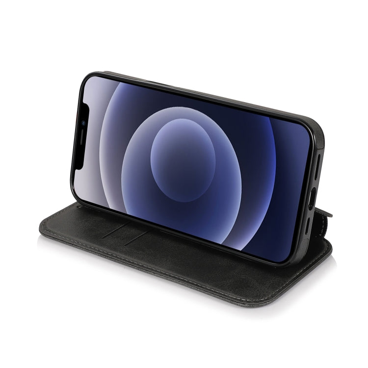 For iPhone 12 mini Strong Magnetic Closure PU + TPU Leather Case with Card Slots & Holder (Black) by buy2fix