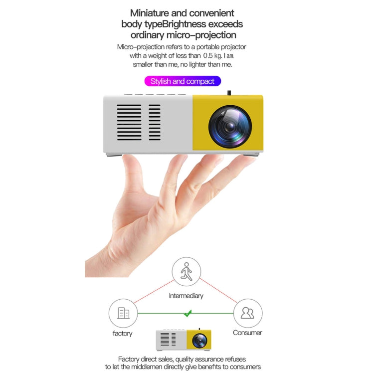 J9 1920x1080P 15 ANSI Portable Home Theater Mini LED HD Digital Projector, Basic Version, AU Plug(Yellow White) - Mini Projector by buy2fix | Online Shopping UK | buy2fix