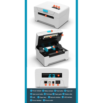 ZJ-8600 76x130 Single Paper Waybill Express Bill Label Printer, USB + Bluetooth Version, US Plug by buy2fix