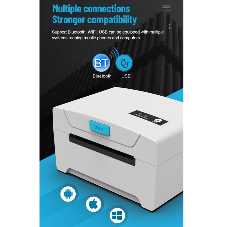 ZJ-8600 76x130 Single Paper Waybill Express Bill Label Printer, USB + Bluetooth Version, UK Plug by buy2fix