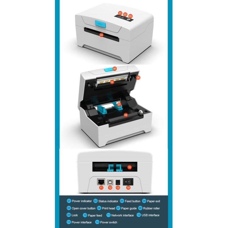 ZJ-8600 76x130 Single Paper Waybill Express Bill Label Printer, US Plug by buy2fix