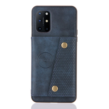 For OnePlus 8T Double Buckle PU + TPU Shockproof Magnetic Protective Case with Card Slots & Holder(Blue) - OnePlus Cases by buy2fix | Online Shopping UK | buy2fix