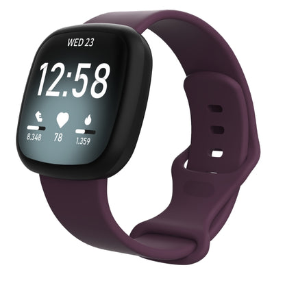 For Fitbit Versa 3 / Sense Silicone Watch Band, Size: S(Dark Purple) - Watch Bands by buy2fix | Online Shopping UK | buy2fix