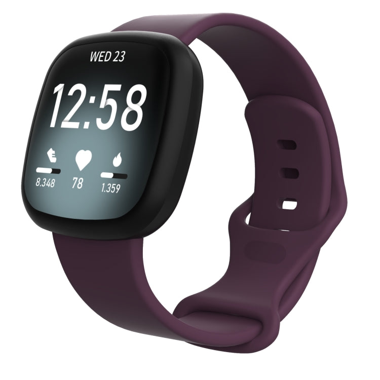 For Fitbit Versa 3 / Sense Silicone Watch Band, Size: S(Dark Purple) - Watch Bands by buy2fix | Online Shopping UK | buy2fix