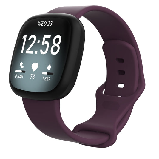 For Fitbit Versa 3 / Sense Silicone Watch Band, Size: S(Dark Purple) - Watch Bands by buy2fix | Online Shopping UK | buy2fix