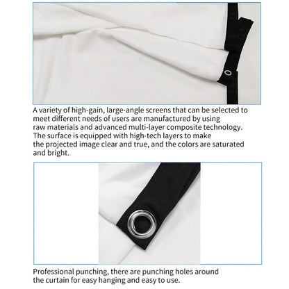 Simple Folding Thin Polyester Projector Film Curtain, Size:84 inch (4:3) Projection Area: 172x125cm - Film Curtains by buy2fix | Online Shopping UK | buy2fix