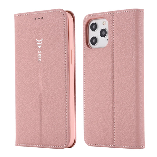 For iPhone 12 / 12 Pro GEBEI PU+TPU Horizontal Flip Protective Case with Holder & Card Slots(Rose Gold)