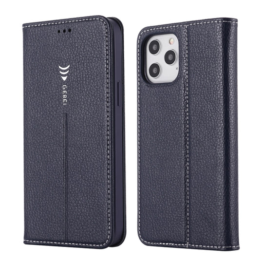 For iPhone 12 Pro Max GEBEI PU+TPU Horizontal Flip Protective Case with Holder & Card Slots(Blue)