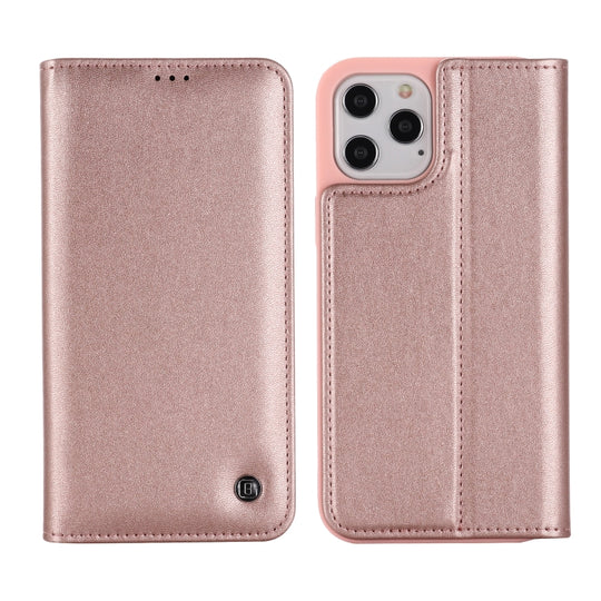 For iPhone 12 / 12 Pro GEBEI PU+TPU Horizontal Flip Protective Case with Holder & Card Slots(Rose Gold)
