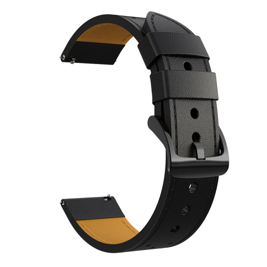 For Samsung Galaxy Watch 3 45mm Round Hole Line Leather Watch Band(Black Leather Line Orange Point) - Watch Bands by buy2fix | Online Shopping UK | buy2fix