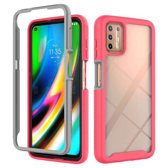 For Motorola Moto G9 Plus Starry Sky Solid Color Series Shockproof PC + TPU Protective Case(Red)