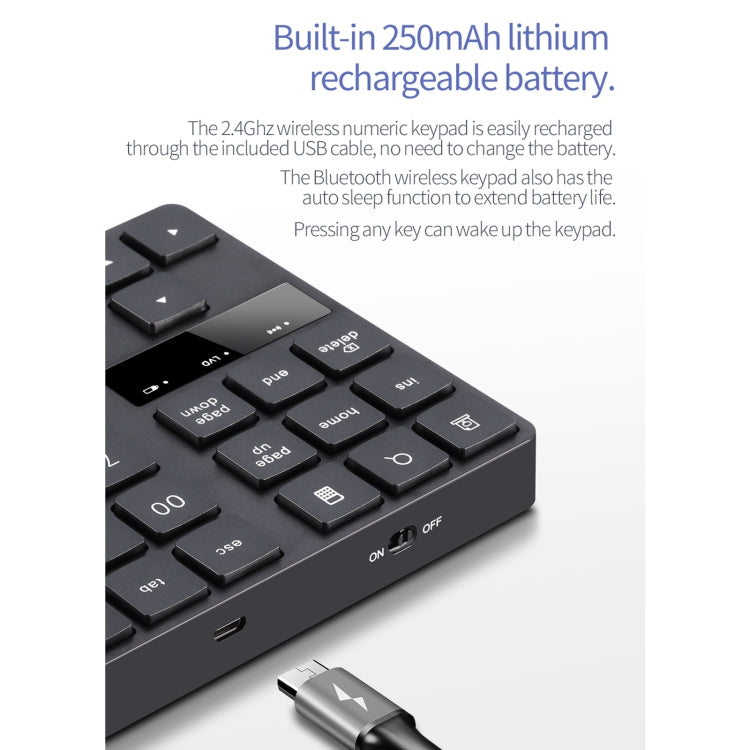 533 35 Keys 2.4G Ultra-thin Design Wireless Charging Digital Keyboard by buy2fix