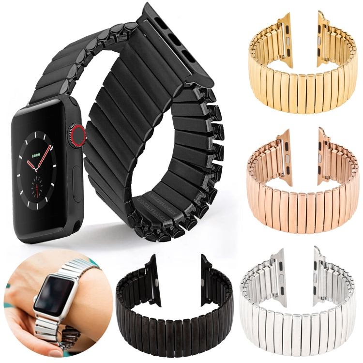 Elastic Aluminum Watch Band For Apple Watch Series 9&8&7 41mm / SE 3&SE 2&6&SE&5&4 40mm / 3&2&1 38mm(Gold) - Watch Bands by buy2fix | Online Shopping UK | buy2fix