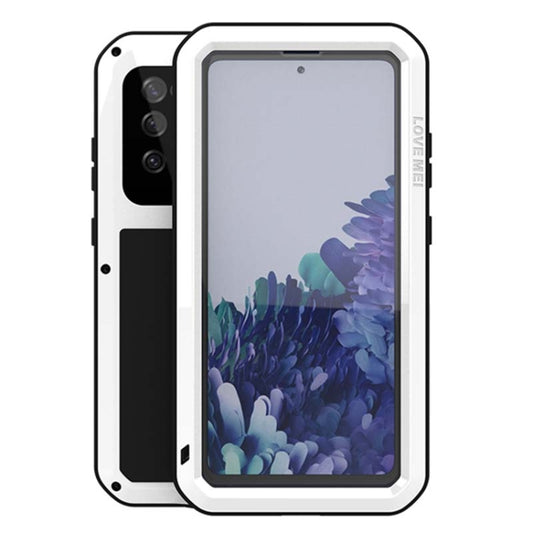 For Samsung Galaxy S20 FE LOVE MEI Metal Shockproof Waterproof Dustproof Protective Case with Glass(White) - Galaxy S20 FE Cases by NILLKIN | Online Shopping UK | buy2fix